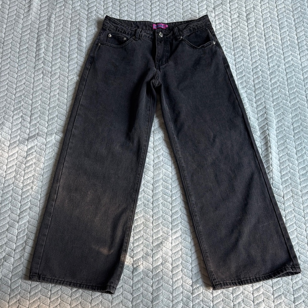 Edikted petite Black Wide Leg Jeans